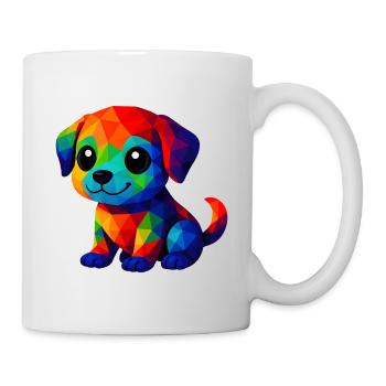 WPAP Kawaii Polygon Stil Tiere Baby Hunde Welpe - Tasse - Weiß - Rechts