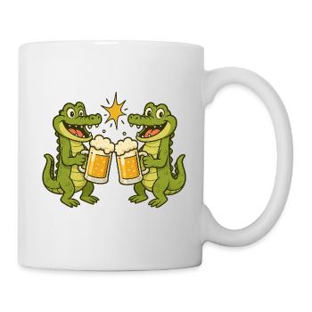 Lachende Krokodile mit Bier - Tasse - Weiß - Rechts
