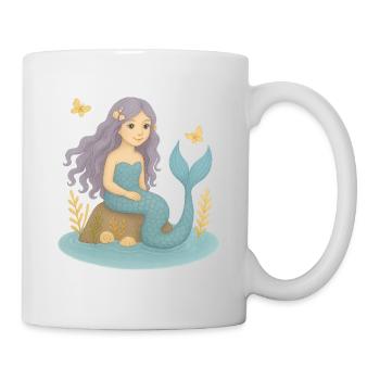 Nordische Fantasie - Lila Meerjungfrau - Tasse - Weiß - Rechts
