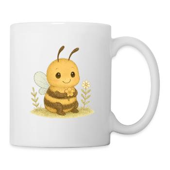 Süße Biene mit Blumenmotiv - Tasse - Weiß - Rechts