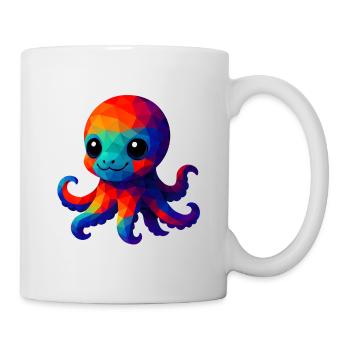 WPAP Polygon Kawaii Stil Tintenfisch Tiere - Tasse - Weiß - Rechts
