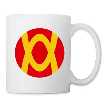 Abstract play of colors with red-yellow contrast - Mug - white - Right
