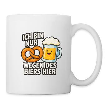 Humorous beer quote with pretzels - Mug - white - Right