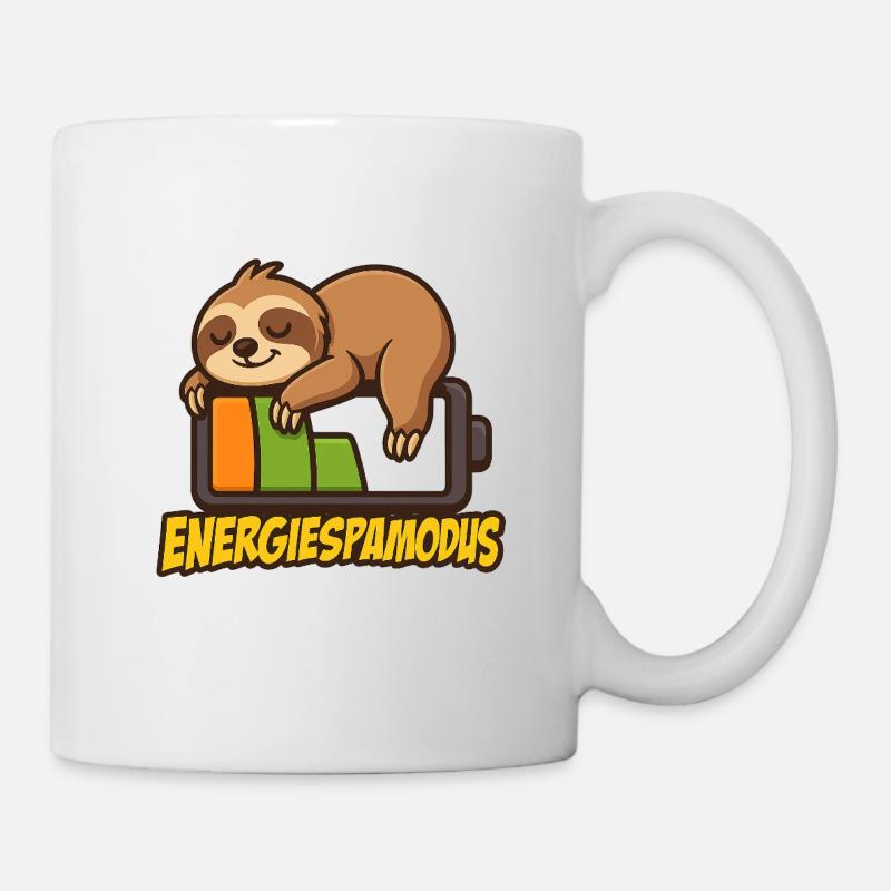 Logo mignon d’économie d’énergie de paresseux - Mug blanc - blanc