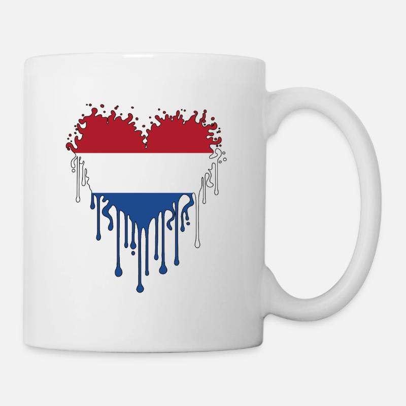 Drapeau néerlandais Dripping Heart - Mug blanc - blanc