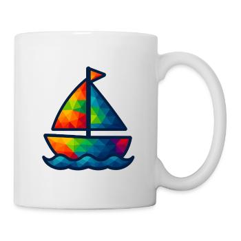 WPAP Polygon Kawaii Style Baby Sailboat - Mug - white - Right