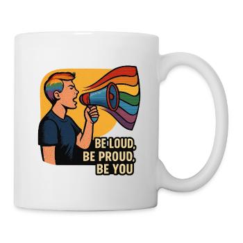 LGBTQ-Regenbogen-Megaphon-Illustration - Tasse - Weiß - Rechts