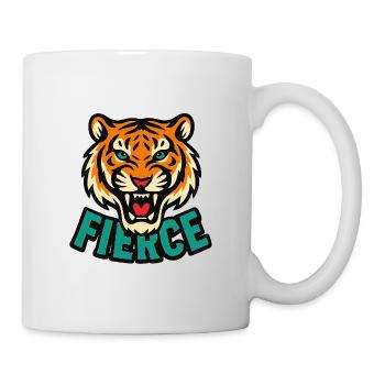 Wilder Tiger Grafik T-Shirt - Tasse - Weiß - Rechts