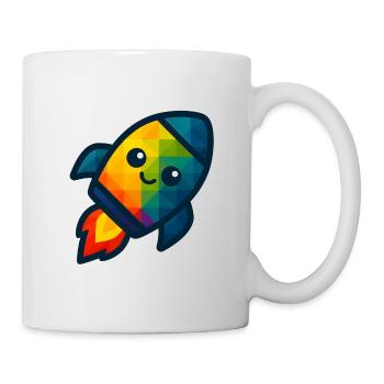 WPAP Polygon Kawaii Stil Baby Spielzeug Rakete - Tasse - Weiß - Rechts