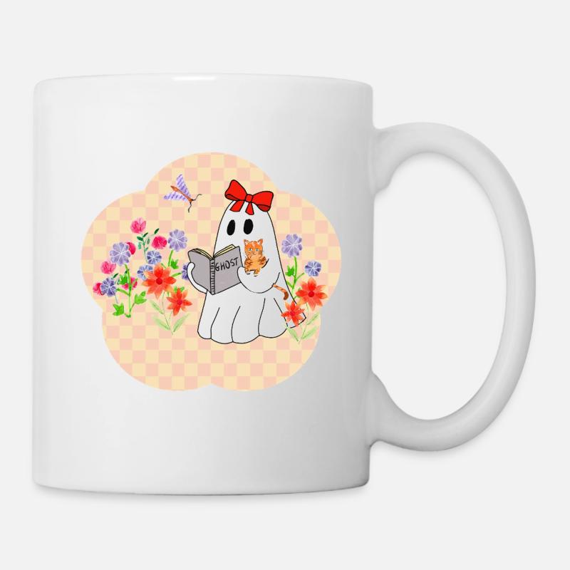 Lese Geist mit Katze - Tasse - Weiß