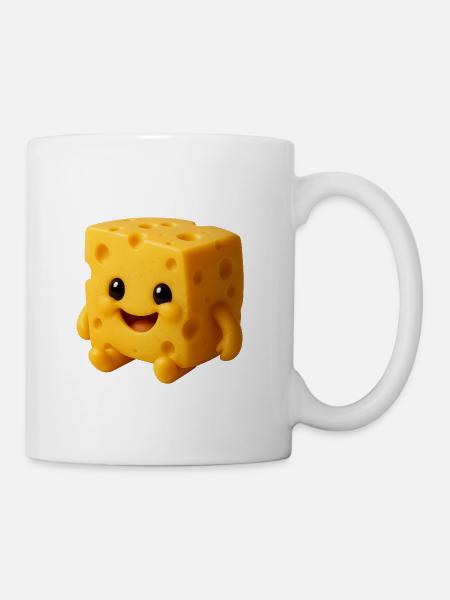 Käse-Charakter mit Freundlichem Gesicht - Tasse - Weiß