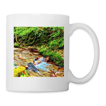 Wasserfall im Grünen Naturdesign - Tasse - Weiß - Rechts