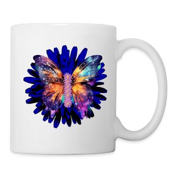 Ailes de galaxie - Papillon sur la floraison cosmique - Mug blanc - blanc - Droite
