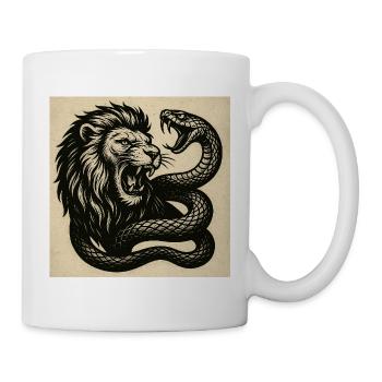 Lion and Snake TattooDesign - Mug - white - Right