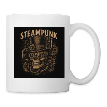 Steampunk skull with cylinder motif - Mug - white - Right