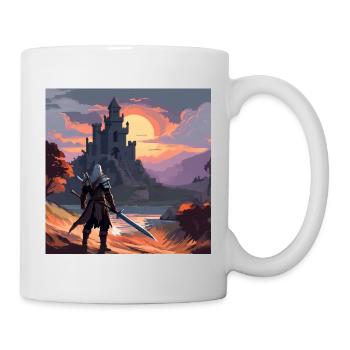 Le sorceleur devant le Bastion au coucher du soleil - Mug blanc - blanc - Droite