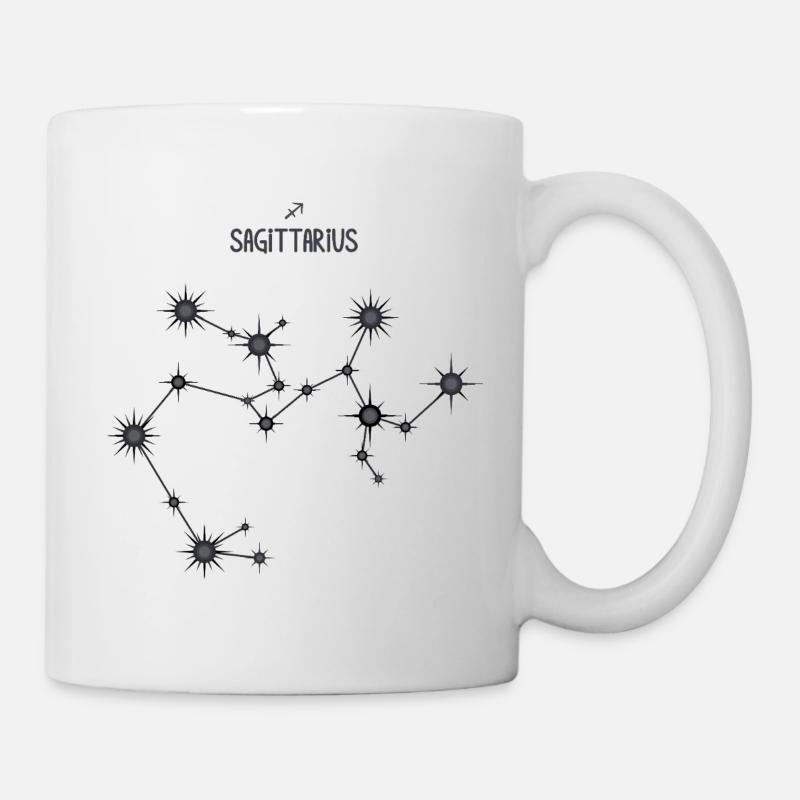 Sagittarius Zodiac Star Constellation Black & Gray - Mug - white