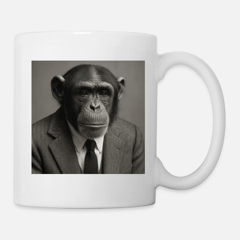 Elegante Affe im Anzug - Tasse - Weiß