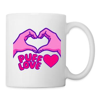 Herz Puffed Love Design und Hände - Tasse - Weiß - Rechts