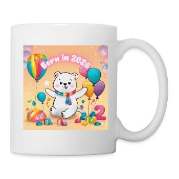 Geburtstagsbär mit Luftballons 2026 - Tasse - Weiß - Rechts