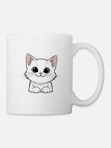Cute White Kitten Design - Mug - white