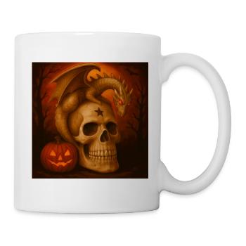 Halloween Kürbis gruselig Skelett Geschenk - Tasse - Weiß - Rechts