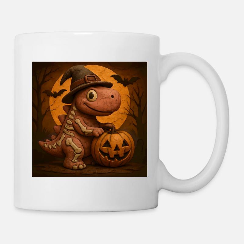 Halloween Kürbis Dino Kostüm Geschenk - Tasse - Weiß