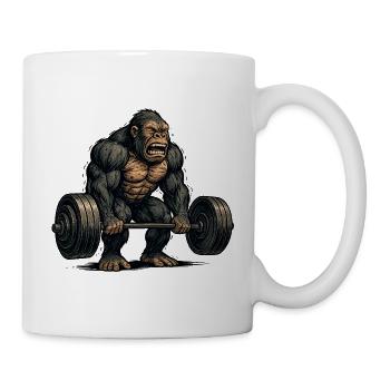Aesthetic monkey with dumbbell - Mug - white - Right