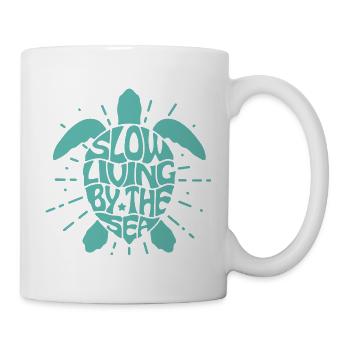 Sea Turtle Slow Living by the Sea Illustration - Mug - white - Right