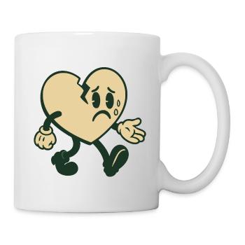 Gebrochenes Herz mit traurigem Gesichtsausdruck - Tasse - Weiß - Rechts