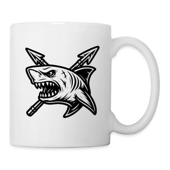 ''King Of The Sea (KOTS)'' shark with two harpoons - Mug - white - Right