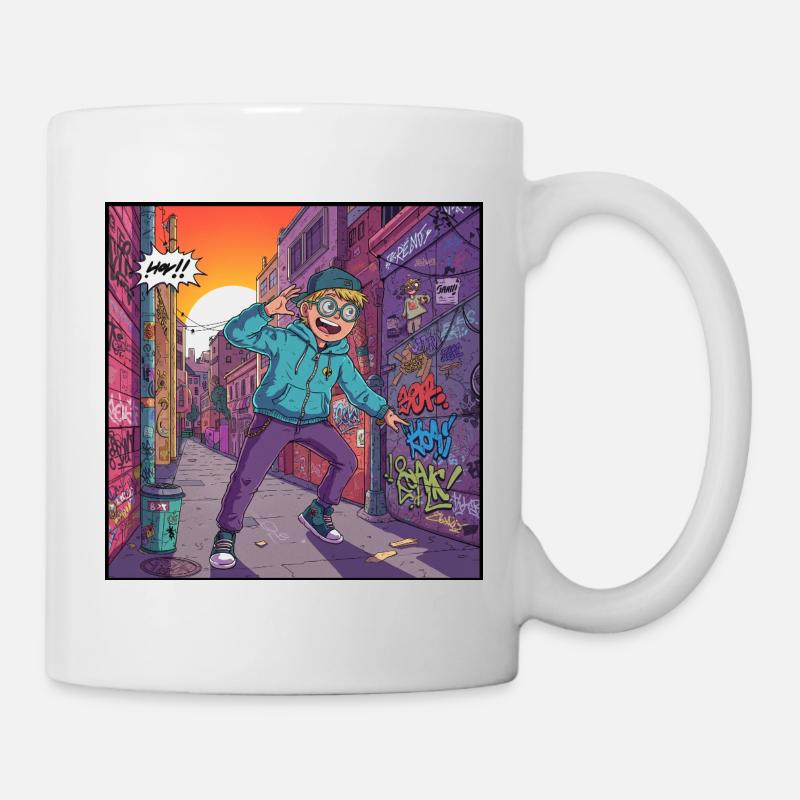 Style de rue jeune dans la rue graffiti - Mug blanc - blanc