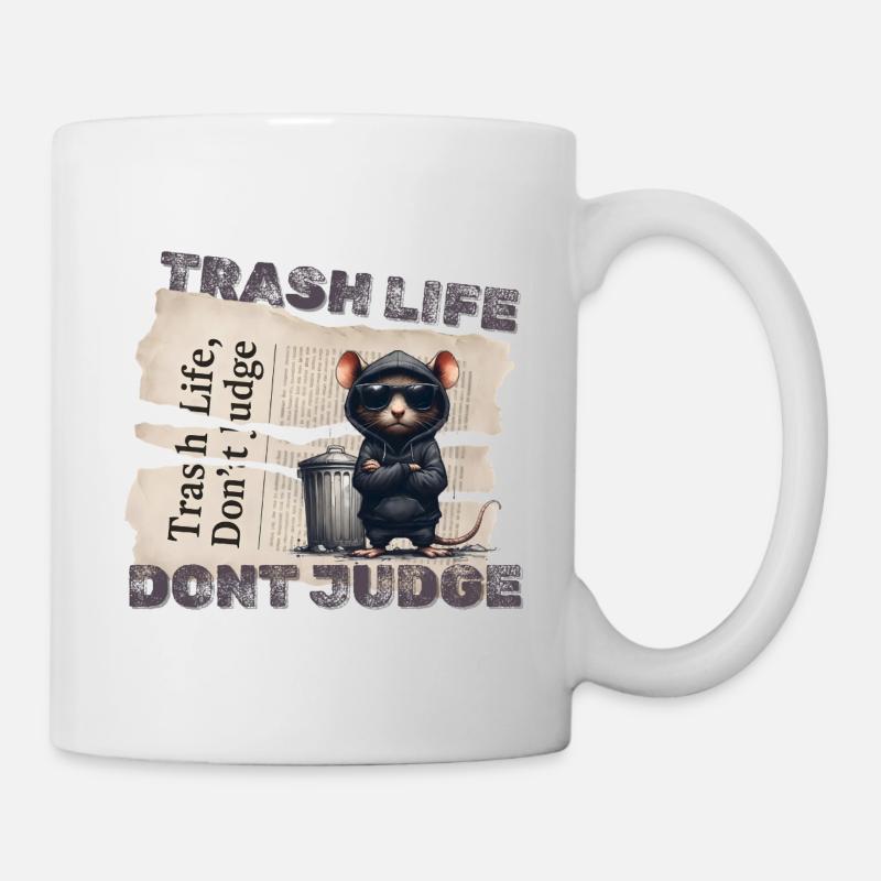 Trash rat with sunglasses and trash motif - Mug - white