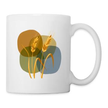 Golden Getreide Muster auf Pastellhintergrund - Tasse - Weiß - Rechts