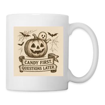 Halloween pumpkin with ghost and banner - Mug - white - Right