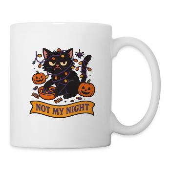 War Moody Halloween Cat with Pumpkins - Mug - white - Right