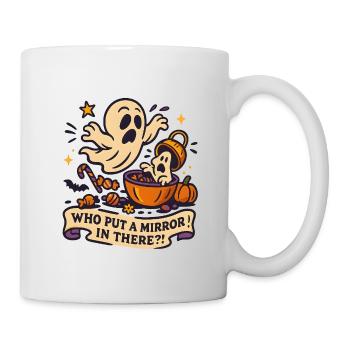 Haunted ghost with Halloween saying - Mug - white - Right