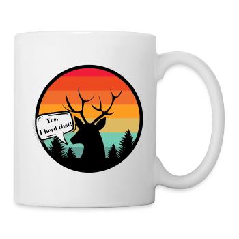 Hirsch mit Sonnenuntergangshintergrund im Retro-Stil - Tasse - Weiß - Rechts