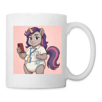 Communicative Unicorn with Book and Smartphone - Mug - white - Right