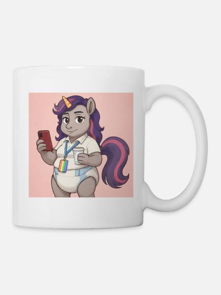 Communicative Unicorn with Book and Smartphone - Mug - white
