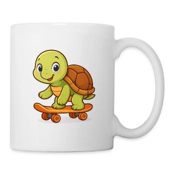 Cute turtle on skateboard - Mug - white - Right