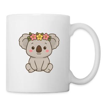 Mignon koala avec couronne de fleurs - Mug blanc - blanc - Droite