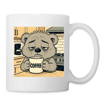 Tired raccoon with coffee motif - Mug - white - Right