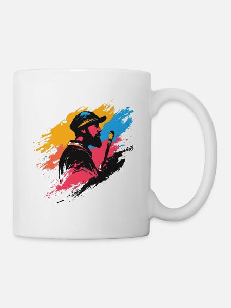 Künstlerischer Maler mit Farbklecks-Design - Tasse - Weiß