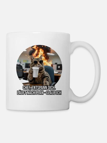 Lustige Büro Katze Spruch Design - Tasse - Weiß