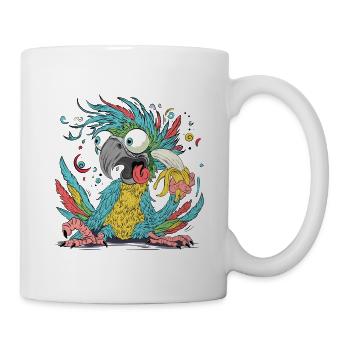 Cuclillo Perroquet Conception de dessin ludique | Coloré - Mug blanc - blanc - Droite