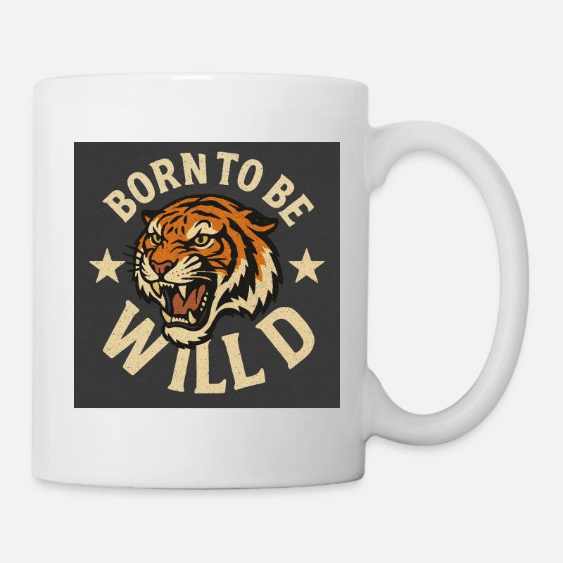 Wild tiger motif with slogan - Mug - white
