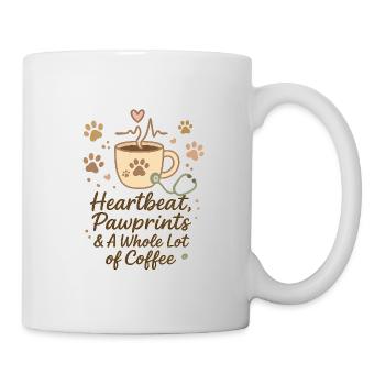 Heartbeat, pawprints & a lot of coffee - Mug - white - Right