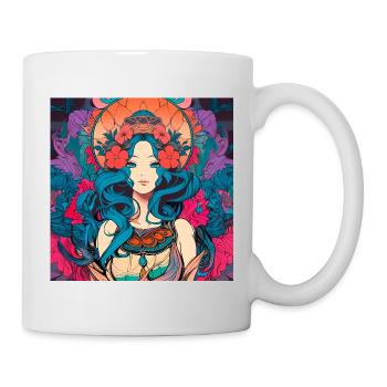 Mystische Blumenfrau Psychedelic Rock Art Nouveau - Tasse - Weiß - Rechts