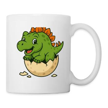 Cute dinosaur offspring on egg - Mug - white - Right